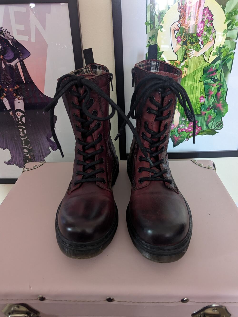 Miz Mooz Chip Red Combat Boots Sz 38